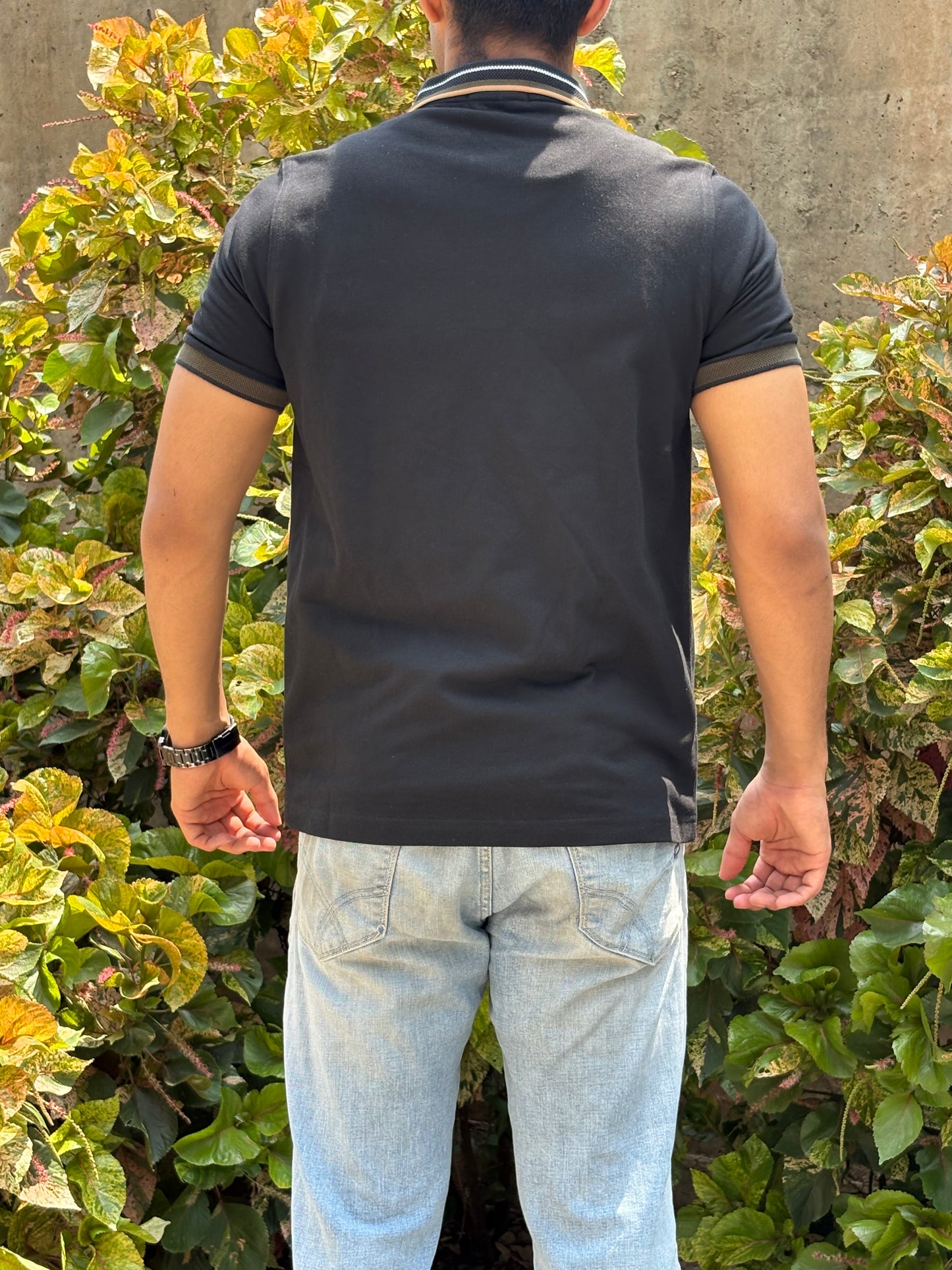 Regent Black Polo – Olive & Gold Accent