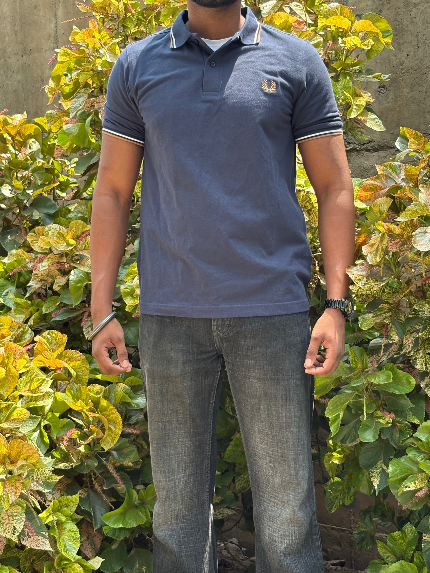 Club Navy Polo – Gold & White Accent