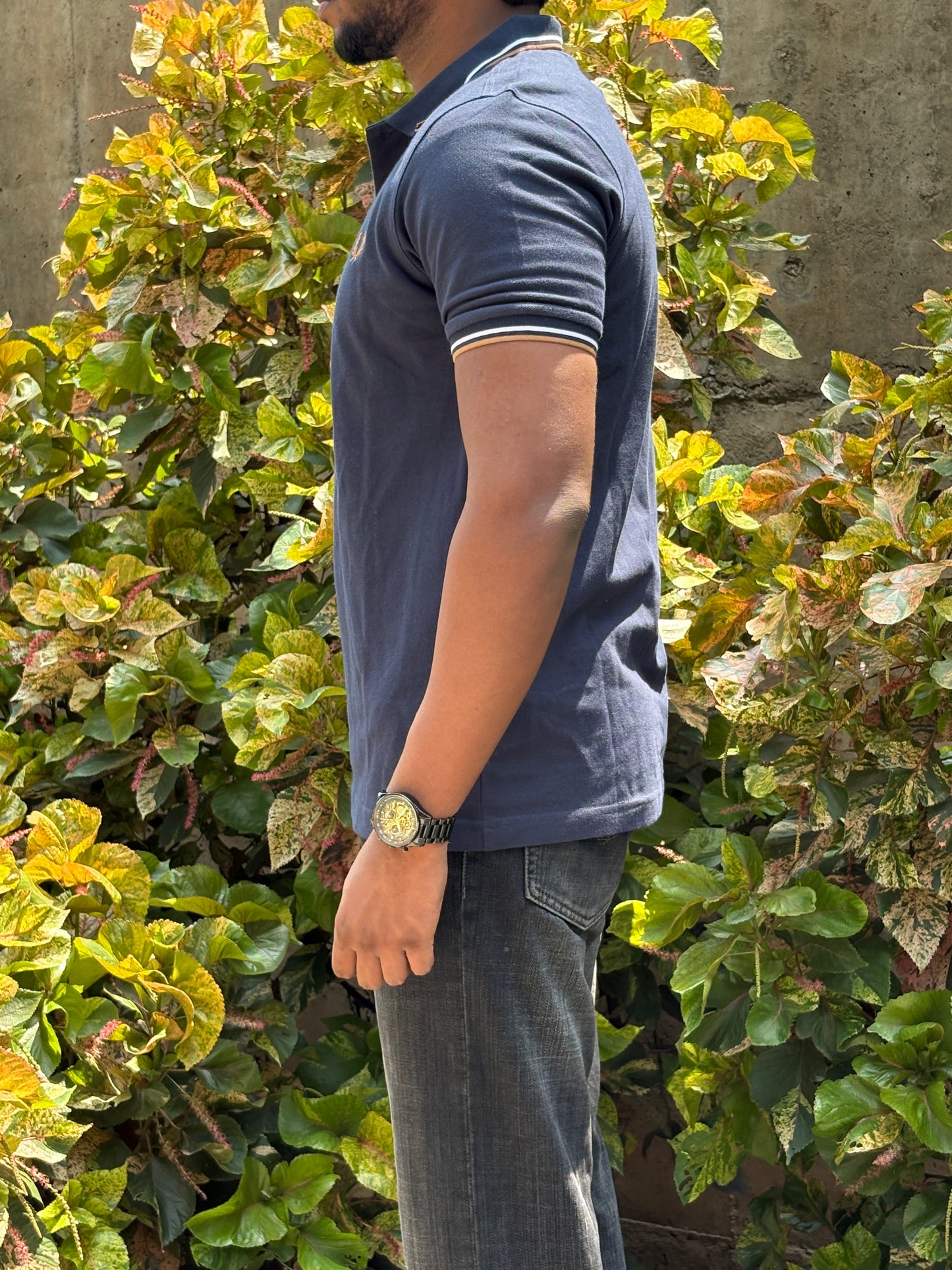 Club Navy Polo – Gold & White Accent