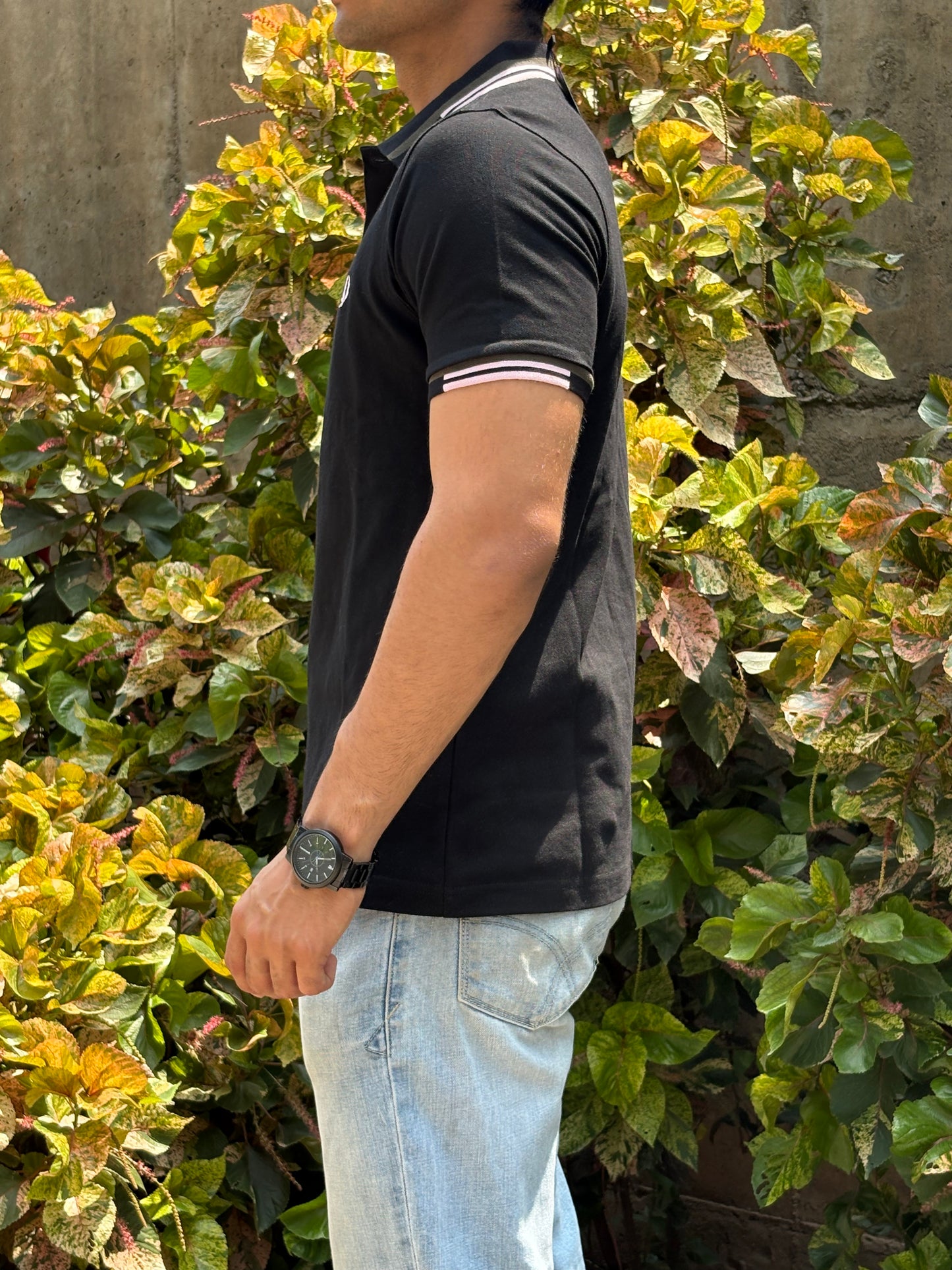 Noir Club Polo – Olive & Pink Trim