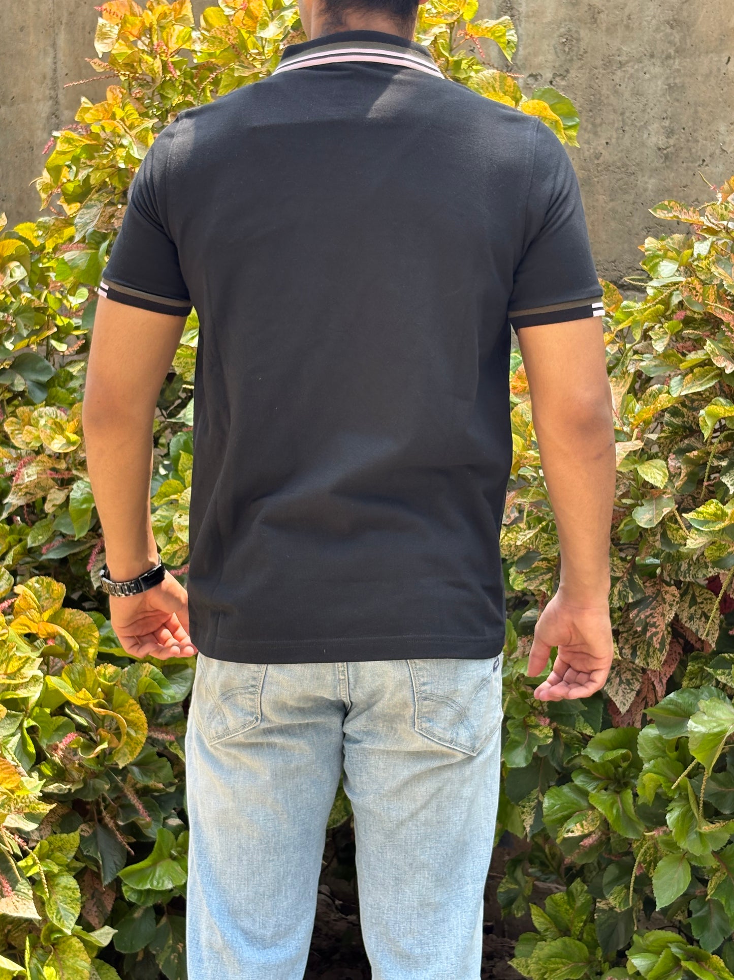 Noir Club Polo – Olive & Pink Trim