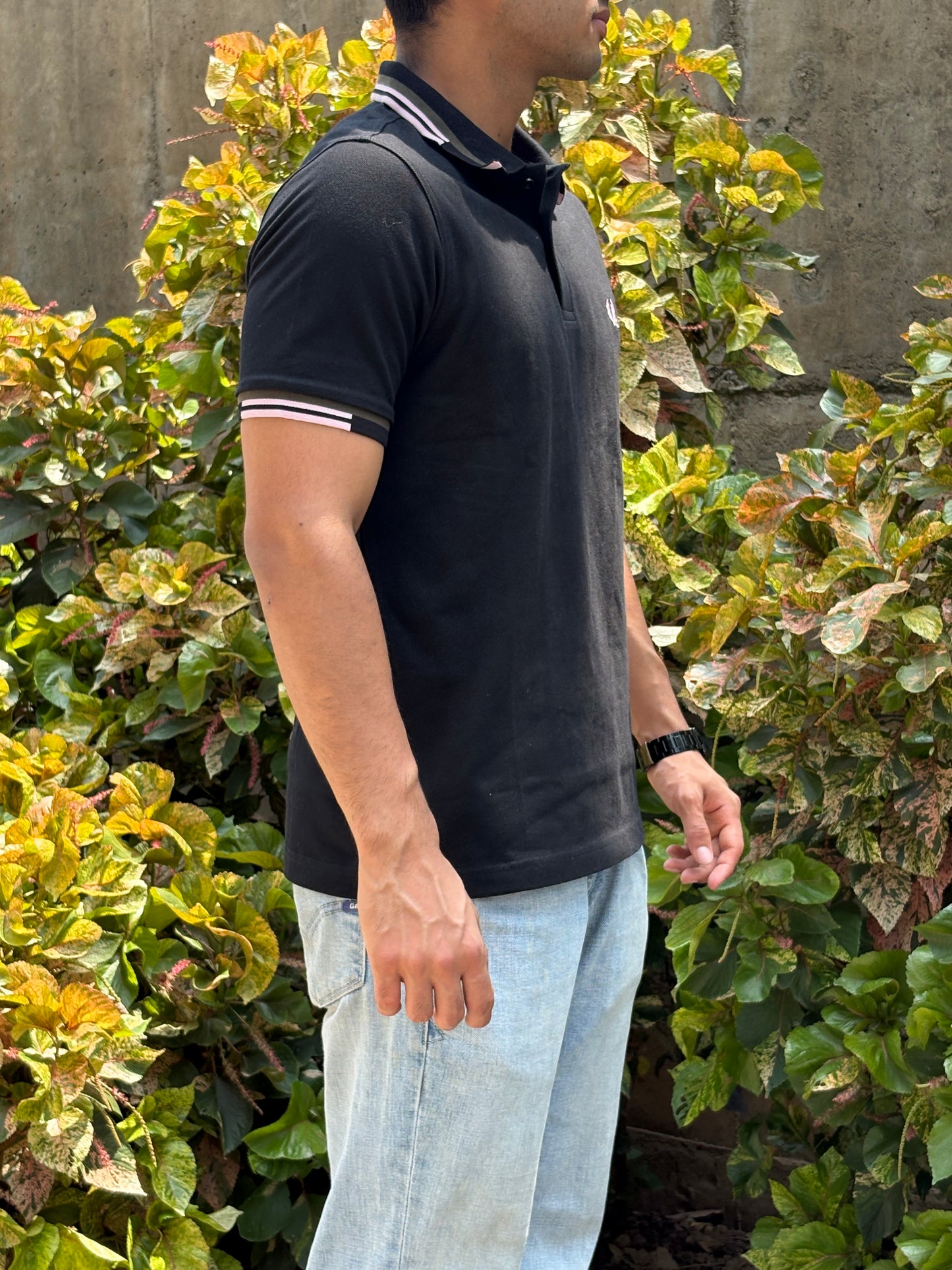 Noir Club Polo – Olive & Pink Trim