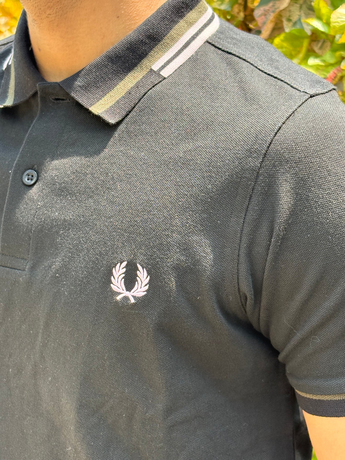 Noir Club Polo – Olive & Pink Trim