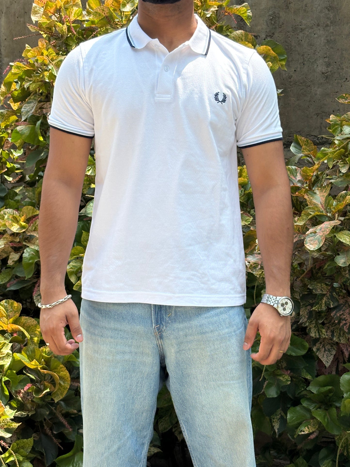 White Regatta Polo – Navy & Sky Trim