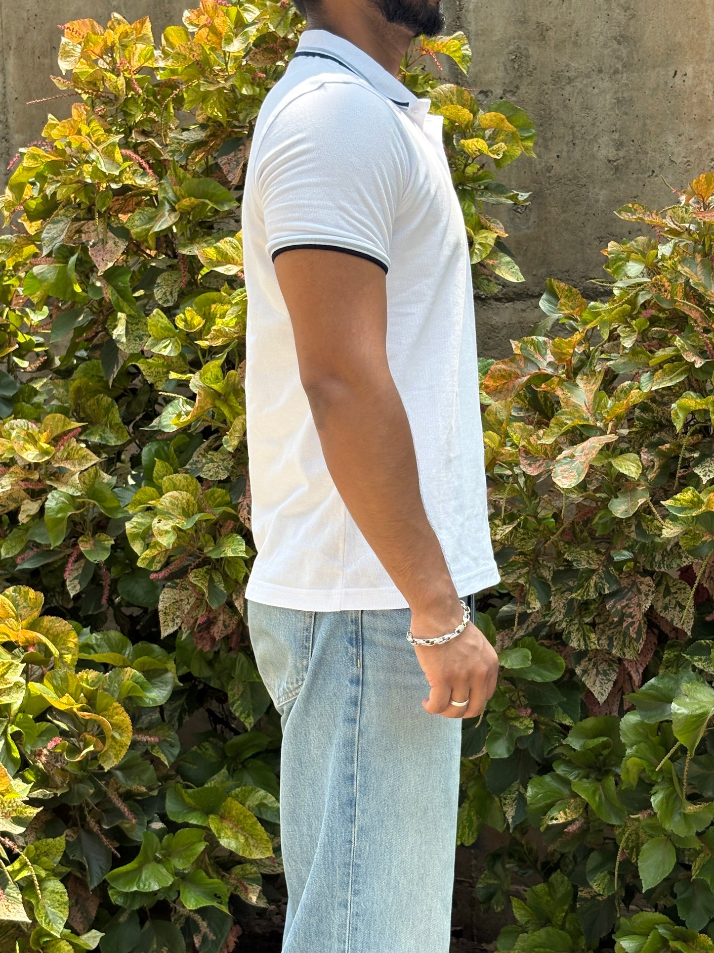 White Regatta Polo – Navy & Sky Trim